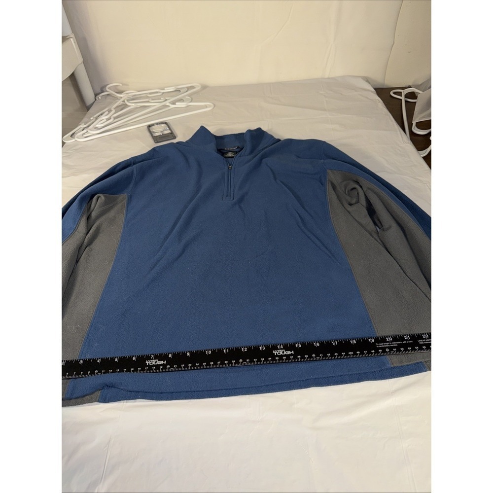 LL Bean Sweater Adult Large Blue & gray Fleece 1/4 Zip Long Sleeve Mens DAAP8 - Picture 9 of 12